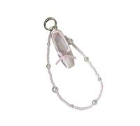 MHADBKH Porte-clés tendance en forme de chaussure de ballet avec perles et ruban, accessoire charmant et élégant pour filles, 3, Dentelle, Pas de gemme