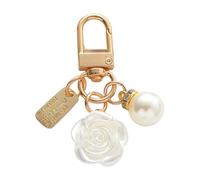 MHADBKH Porte-clés tendance en forme de cœur avec perles et breloque rose pour événements sociaux et sorties, Pearl love, Alliage, Pas de gemme