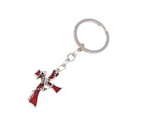 MHADBKH Porte-clés unique en forme de tête de mort en alliage texturé pour les amateurs de culture rock et les créateurs de tendances de la mode, Silver red, Alliage, Pas de gemme