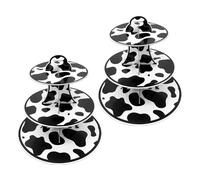 MHADBKH Présentoir à cupcakes à 3 étages avec imprimé vache pour fêtes sur le thème de la ferme et douches Facile à assembler et à ranger