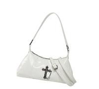MHADBKH Sac à bandoulière punk vintage en cuir synthétique avec chaîne en métal et clous de grande capacité pour femme, blanc, One Size