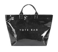 MHADBKH Sac à main en PVC de grande capacité avec poignée supérieure pour femme avec imprimé lettres élégantes pour le bureau et un usage quotidien, Noir