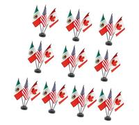 MHADBKH Set of 10 Piece Soccer Event Decorations Table Flags for Themed Parties and Offices Event Ornament Multinational Football Collection