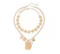 MHADBKH Styles Collier avec pendentif étoile de mer et chaîne réglable portable pour femme, 01Golden 6191, Chaînes en fer, alliages, perles d'imitation, feuilles de fer, lignes de cire en cuir, Pas de