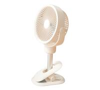 MHADBKH Ventilateur de sol avec hauteur réglable et lumière LED, rechargeable par USB, oscillant, clip sur table, ventilateur portable pour dortoir, hauteur réglable