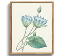 MHARTK66 Cadre Decoration Murale Bois, Vintage Botanique Impression sur Toile, 30x40 cm Tableau Decoration Murale Chambre Lotus Bleue, Décoration de Bureau Salon Salle de Bain Maison Décorations
