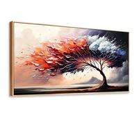 MHARTK66 Tableau Decoration Murale Cadre Arbre de Vie Paysage 50x100 cm | nature abstraite, toile, impression hd, facile à accrocher, pose simple, adapté à plusieurs pièces, un bon choix de cadeau