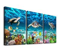MHARTK66 Tableau Tortue de L'océan, Tableau Decoration Murale Salon Paysage Sous-Marin de la Mer Bleue Moderne Decoration Murale Chambre Salle De Bain Cuisine Bureau
