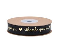 MHDAMAI Merci Ruban,Ruban d'emballage Cadeau 15mm Imprimé Polyester Ruban Plat avec Estampage Mot Vêtement Accessoires pour Noël Anniversaire Mariage Artisanat Décoration Emballage Cadeau