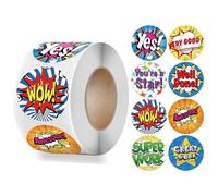 MHDAMAI Super Héros Autocollants, Autocollant Super Héros en Rouleau 500 Pièces Sticker de Super Héros Étiquette Adhésives Rouleau pour Enfants Cadeau Anniversaire décoration et Bricolage