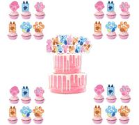 MHDAMAI Topper de Gâteau,Bluey Cupcake Toppers Drapeau des Cure-Dents 25 Pièces Décorations de Gâteau d'anniversaire pour Les Enfants Anniversaire Bébé Douche Fête de d'anniversaire Mariage