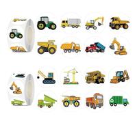 MHDAMAI Véhicules D'ingénierie Autocollants, Autocollant Excavatrice en Rouleau 1000 Pièces Sticker de Wagons Étiquette Adhésives Rouleau pour Enfants Cadeau Anniversaire décoration et Bricolage