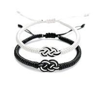 MHDUYEG 2 Pièces Bracelet Couple en Commun, Noir et Blanc Réglable, Cadeau Amoureux pour Petit Ami Petite Amie Maris Saint-Valentin