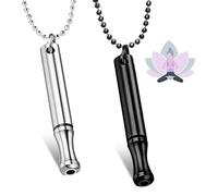 MHDUYEG Anapana Collier de Respiration 2pcs Sans Fumée Collier Hoki Contre Anxiété Contre Anxiété Collier Höki pour Méditation, Relaxation, Apaisement, Ralentissement de la Respiration(Noir, Argent)