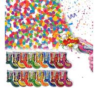 MHDUYEG Auto-Gonflage Canon Confettis 16 Pièces Party Popper Bombe à Confettis Bombe Lanceur Multicolore Biodégradables Confettis Lanceur Convient pour Les Anniversaires et Les Fêtes Mariage