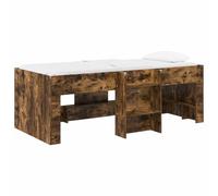 Mhdvray 2X Cadres de Lit Mezzanine 80x200 cm Bois d'Ingénierie Chêne Fumé | Structure surélevée gain de place pour chambre, échelle intégrée et coins protégés en TPE, charge 120 kg.