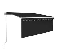 Mhdvray Auvent Rétractable Automatique Store 3,5x2,5m Anthracite | Protection solaire réglable motorisée avec télécommande et pare-vue vertical pour terrasse et balcon extérieur.
