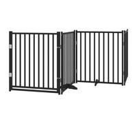 Mhdvray Barrière pour Chien en Bois de Sapin Massif avec Porte 320 x 90 cm Grille de Sécurité Pliable 4 Panneaux Autoportante pour Intérieur Escalier et Cuisine Noir