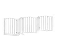 Mhdvray Barrière pour Chien Intérieur avec Porte, Clôture de Sécurité 6 Panneaux en Bois de Peuplier, Grille de Protection Pliable et Autoportante pour Escaliers et Portes, 300x60cm, Blanc