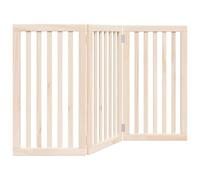 Mhdvray Barrière pour Chien Pliable en Bois de Peuplier 150 cm, Grille de Sécurité Autonome à 3 Panneaux pour Escalier et Porte, Clôture pour Animaux de Petite et Moyenne Taille