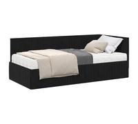 Mhdvray Cadre de Lit d'angle 90x190 avec Matelas Velours Noir 2 Pcs | Tête de lit murale gain de place et tissu velours doux pour chambre d'adulte ou studio d'amis.