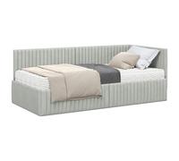 Mhdvray Cadre de Lit d'angle Velours Gris Clair 90x190 avec Matelas 2 Pcs | Tête de lit murale et revêtement velours doux pour optimiser l'espace dans une chambre d'ado, un studio ou un coin lecture.