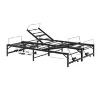 Mhdvray Cadre de Lit Électrique Réglable Noir 150 x 200 cm Acier | Sommier motorisé articulé pour chambre avec télécommande filaire et relève-tête réglable. Idéal relaxation et sommeil.
