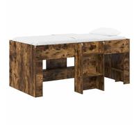 Mhdvray Cadre de Lit Mezzanine 80x160 cm Chêne Fumé 2 Pcs | Structure surélevée en bois d'ingénierie avec échelle intégrée et protection d'angle pour gain de place en chambre.