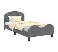 Mhdvray Cadre de Lit Simple 90x190 cm Velours Gris Foncé avec Tête de Lit | Structure élégante en bois d'ingénierie et velours doux, parfaite pour sublimer une chambre avec des poches pratiques.