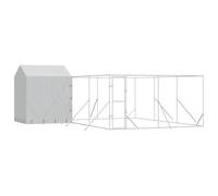 Mhdvray Chenil d'extérieur pour Chiens avec Toit Argenté 6x6x2,5 m - Enclos Spacieux en Acier Galvanisé pour Animaux de Jardin, Poulailler et Grand Parc à Mailles avec Porte