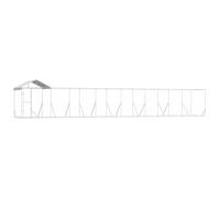 Mhdvray Chenil d'Extérieur pour Chiens avec Toit Argenté, Enclos de Grande Taille 14x2x2,5 m, Cage Spacieuse en Acier Galvanisé pour Poules, Lapins et Petits Animaux, Parc de Jeu Robuste
