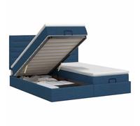 Mhdvray Ensemble 2 Lits Ottomans 180x200 cm avec Matelas Tête de Lit Bleu | Rangement coffre intégré sous sommier et hauteur ajustable pour sublimer votre chambre à coucher avec confort absolu.