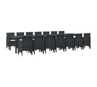 Mhdvray Ensemble Repas de Jardin 15 pcs Anthracite Table 14 Chaises PP | Salon de jardin moderne en polypropylène aspect rotin pour 14 personnes, idéal pour la terrasse et les grandes tablées.