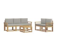 Mhdvray Ensemble Salon de Jardin 6 Pcs Canapé Modulaire Bois d'Acacia Gris | Créer un espace détente modulable pour votre terrasse avec ce salon de jardin 6 pièces robuste en bois massif.