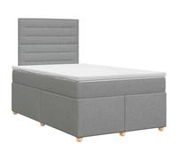Mhdvray Lit Boxspring 120x200 cm avec Matelas et Surmatelas Gris Clair | Ensemble lit rembourré pour chambre à coucher avec tête de lit réglable 78-88 cm et housses amovibles lavables.