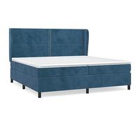 Mhdvray Lit Boxspring 200x200 cm avec Matelas et Surmatelas, Sommier en Velours Bleu Foncé, Tête de Lit Réglable avec Oreilles, Ensemble Literie Complet pour Une Relaxation Maximale