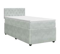 Mhdvray Lit Boxspring avec Matelas Velours Gris Clair 100x200 cm | Tête de lit réglable en hauteur à 78 ou 88 cm et matelas avec housse amovible pour un confort sur mesure en chambre.