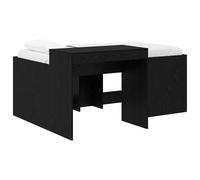Mhdvray Lot de 2 Cadres de Lit Mezzanine avec Bureau Noir 80x160 cm | Ensemble de 2 lits compacts avec espace de travail intégré en bois d'ingénierie noir, idéal pour optimiser une chambre.