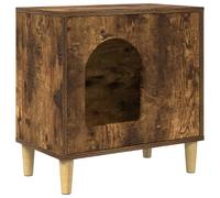 Mhdvray Maison pour Chat Intérieur en Bois d'Ingénierie Chêne Fumé 51x30x52 cm - Niche Moderne et Rectangulaire pour Chat avec Refuge Moelleux, Cabane Robuste pour Salon et Chambre