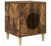 Mhdvray Maison pour Chat Intérieur en Bois d'Ingénierie, Niche Rectangulaire Moderne pour Chat, Cabane Design Couleur Chêne Fumé et Mobilier pour Félin, 42,5 x 40 x 53 cm