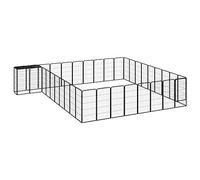 Mhdvray Parc pour Chien 38 Panneaux Noir 50x100cm, Enclos Modulable en Acier Enduit de Poudre pour Jardin, Chenil Extérieur avec Porte de Sécurité et Toit, 500x450x100 cm
