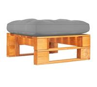 Mhdvray Pouf Palette de Jardin en Bois de Pin Marron Miel avec Coussin | Mobilier modulaire polyvalent pour terrasse, jardin ou salon. Inclus repose-pieds 60x60 cm et coussin matelassé gris.
