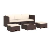 Mhdvray Salon de Jardin 4 Pcs en Résine Tressée Marron avec Coussins | Meubles modulaires gain d espace pour terrasse avec rangement sous canape en verre trempe et acier laque.
