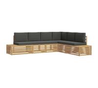 Mhdvray Salon de Jardin 6 Pièces Canapé Extérieur Bois d'Acacia | Salon modulable en bois d'acacia massif avec coussins moelleux pour créer un coin détente élégant dans votre terrasse.