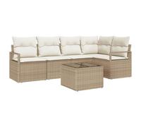Mhdvray Salon de Jardin 6 Pièces Canapé Modulaire en Polyrotin Beige | Ensemble modulable 6 éléments en polyrotin avec coussins amovibles, idéal pour aménager votre terrasse ou jardin.