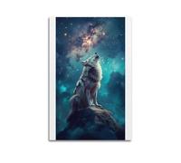 MHEGSNGA Poster de loup hurlant - Décoration artistique vintage - Décoration de chambre à coucher - Affiches sur toile pour chambre à coucher - 50 x 75 cm - Sans cadre