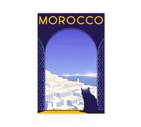 MHFDC Poster rétro sur toile Travel The World City Maroc - Décoration pour chambre à coucher, bureau, chambre - Cadeau - 60 x 90 cm