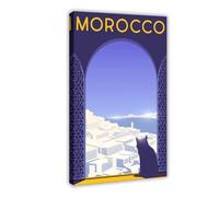 MHFDC Poster rétro sur toile Travel The World City Maroc - Décoration pour chambre à coucher, bureau, chambre - Cadeau 40 x 60 cm