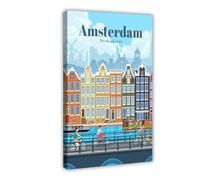 MHFDC Poster sur toile « Travel The World City Visiting Amsterdam » - Décoration de chambre à coucher, bureau, chambre - Cadeau - 20 x 30 cm