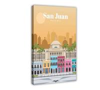 MHFDC Poster sur toile Travel The World City Visiting San Juan Porto Rico - Décoration pour chambre à coucher, bureau, chambre - Cadeau - 20 x 30 cm